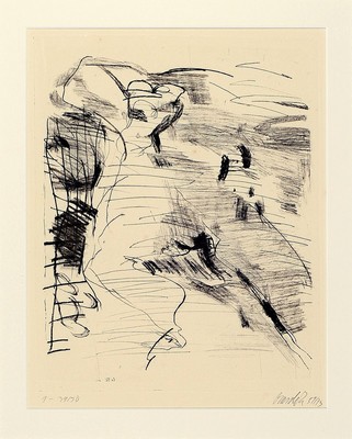 Georg Baselitz, geb. 1938, Radierung auf dickem Velin, seltene Arbeit aus dem frühen Schaffen des Künstlers, handsigniert und datiert (19)59/73, ...