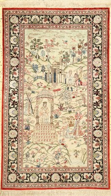Hereke Seide fein, China, ca. 50 Jahre, reine Naturseide, ca. 152 x 92 cm, ca. 1,0 Mio. Kn/qm, EHZ: 1-2