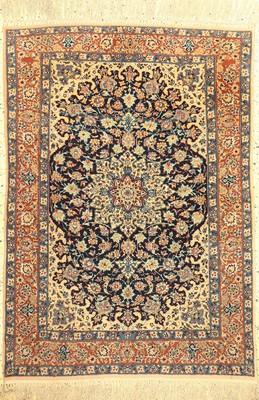 Esfahan fein alt, Persien, um 1950, Korkwolle auf Seide, ca. 145 x 105 cm, ca. 1,0Mio. Kn/qm, EHZ: 1-2