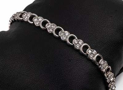 18 kt Gold Brillant-Armband, WG 750/000, 57 Brillanten zus. ca. 4.0 ct Weiß/vs-si, reinigungsbed., L. ca. 18 cm, ca. 20.3 g