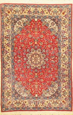 Esfahan fein, Persien, um 1960, Korkwolle auf Seide, ca. 156 x 105 cm, ca. 1,0 Mio. Kn/qm, EHZ: 1-2