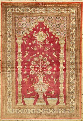 Ghom Seide fein, Persien, signiert(Sadeghi), ca. 50 Jahre, reine Naturseide, ca. 150 x 103 cm, ca. 1,0 Mio. Kn/qm, gereinigt, EHZ: 1-2