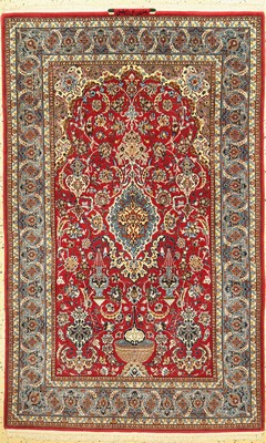 Esfahan fein Persien, signiert(Dardashti), um 1960, Korkwolle mit und auf Seide, ca. 180 x 112 cm, ca. 1,0 Mio. Kn/qm, gereinigt, EHZ: 1-2