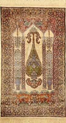 Kaschmir Seide, Indien, ca. 60 Jahre, Seideauf Baumwolle, ca. 155 x 93 cm, EHZ: 1-2
