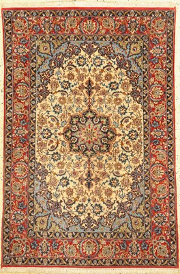 Esfahan fein, Persien, um 1960, Korkwolle mit und auf Seide, ca. 161 x 110 cm, ca. 1,0 Mio. Kn/qm, EHZ: 1-2