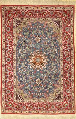 Esfahan fein, Persien, um 1960, Korkwolle auf Seide, ca. 153 x 106 cm, ca. 1,0 Mio. Kn/qm, EHZ: 1-2