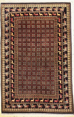 Ghom Seide fein Persien, Pazyryk Muster, ca. 50 Jahre, reine Naturseide, ca. 155 x 102 cm, ca. 1,0 Mio. Kn/qm, EHZ: 1-2