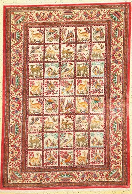 Ghom Seide fein, Persien, ca. 50 Jahre, reine Naturseide, ca. 152 x 108 cm, leicht verfärbt, EHZ: 1-2