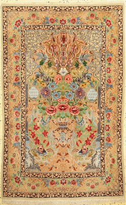 Esfahan fein, Persien, um 1960, Korkwolle mit und auf Seide, ca. 170 x 110 cm, EHZ: 1-2