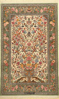 Esfahan fein Persien, signiert(Emadi), um 1960, Korkwolle mit und auf Seide, ca. 177 x 113 cm, EHZ: 1-2