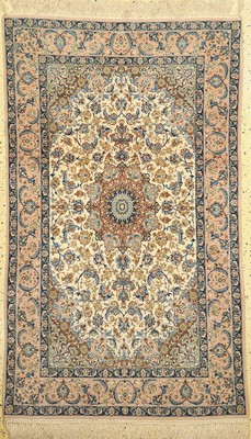 Esfahan fein, Persien, um 1960, Korkwolle auf Seide, ca. 180 x 110 cm, ca. 1,0 Mio. Kn/qm, EHZ: 1-2