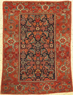 Malayer antik, Persien, um 1900, Wolle auf Baumwolle, ca. 145 x 110 cm, ohne Fransen, EHZ: 2(gleichmäßig dünn)