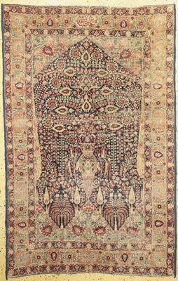 Kerman Ravar antik Persien, signiert(Auftragsarbeit), 19.Jhd, Wolle auf Baumwolle, ca. 210 x 135 cm, EHZ: 3