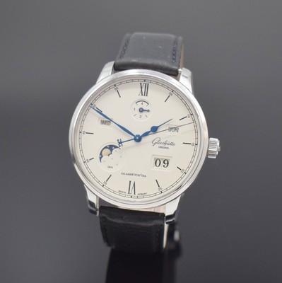 GLASHÜTTE ORIGINAL Senator Excellence Herrenarmbanduhr mit ewigem Kalender in Stahl, Deutschland verk. lt. beil. Rechnung 08/2022, Automatik, beids. ...