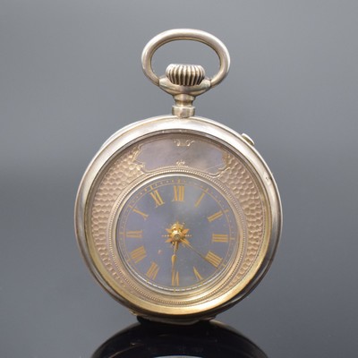 A.S & F (Armand Schwob & Frère) Mysterieuse Herrentaschenuhr in Silber, Schweiz um 1880, Geh. beids. vergl., Glaszifferblatt m. röm. Zahlen, ...