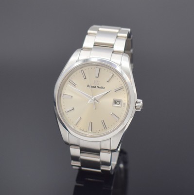 GRAND SEIKO Herrenarmbanduhr Heritage Quartz Referenz 9F85-OACO, Japan um 2020, Edelstahlgeh. inkl. Gliederband m. Faltschl., Boden verschr., silb. ...