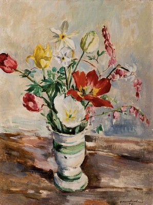 Georg Hambüchen, Düsseldorf 1901-1971, Stillleben in Vase, Öl/Leinwand, signiert, 60 x 45 cm, Rahmen