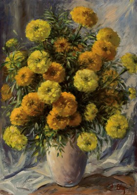 Hubert Leo Eder, Maler der 1. Hälfte des 20. Jahrhundert, Blumenstillleben, Öl/Hartfaser, rechts unten signiert, ca. 85x60cm, R.