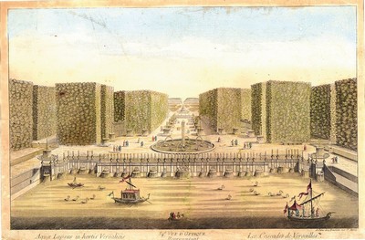 4 Guckkastenbilder, 18.Jh., Kupferstiche, Martin Gottfried Crophius: Ansicht des Potsdamer Stadtschloss aus der Serie von Schlössern und Lusthäuser ...