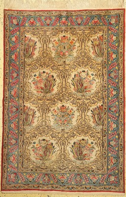 Ghom Kork alt, Persien, um 1950, Korkwolle mit Seide, ca. 204 x 142 cm, EHZ: 2