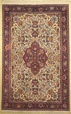 Lahor fein, Pakistan, ca. 50 Jahre, Korkwolle auf Seide, ca. 305 x 197 cm, EHZ: 1-2(kleine Fleck)