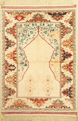 Konya fein, Türkei, ca. 50 Jahre, Wolle aufWolle, ca. 177 x 122 cm, leicht verschmutzt, EHZ: 1-2