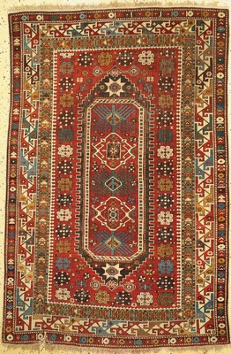 Schirwan antik, Kaukasus, 19.Jhd, Wolle aufWolle, ca. 197 x 133 cm, 8 cm Riss, EHZ: 3