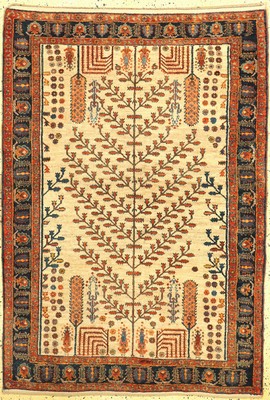 Kaschkuli Kork fein, Persien, ca. 30 Jahre,Korkwolle auf Wolle, ca. 160 x 107 cm, EHZ: 1-2