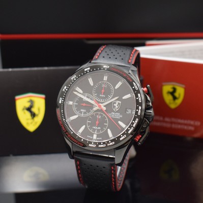 PILOTA Scuderia Ferrarri auf 399 Stück limitierter Armbandchronograph, Schweiz akt. Produktion, Automatik, beids. vergl., schwarz beschichtetes Geh. ...