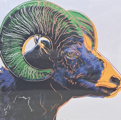 Andy Warhol Factory, Bighorn Ram, Farbserigraphie aus der Serie Endangered Species, signiert und num. 19/150, gedruckt von Rupert Jasen Smith New ...