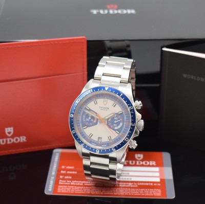 TUDOR Heritage Chrono Herrenarmbanduhr Referenz 70330B, Automatik, verschr. Edelstahlgehäuse, orig. Gliederband m. Faltschl., 2-farb. Zifferbl. m. ...