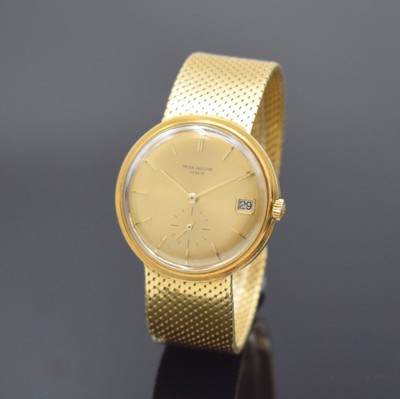 PATEK PHILIPPE "Monodate" Referenz 3445 feine Herrenarmbanduhr in GG 750/000, Schweiz um 1965, Automatik, 2-teil. Gehäuse, Boden geschr., ...