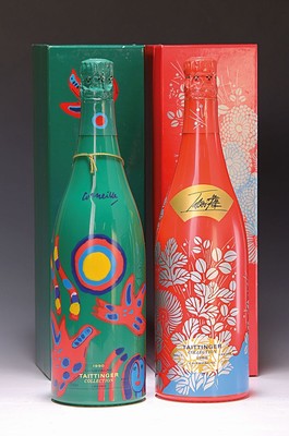 2 Flaschen Taittinger Collection 1988 Toshimitsu Imai und 1990 Corneille, Champagne Brut, je ca. 750ml, 12% Vol., ungeöffnet, je in orig. Karton