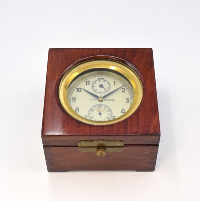 1. Moskauer Uhrenfabrik / KIROWA sehr seltener 8-Tage-Chronometer mit 15-Sek.-Remontoir, UDSSR um 1964, Aluminium-Geh., vernick. Lünette, verschr., ...