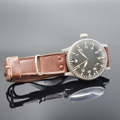 STOWA Fliegeruhr FL 23883 nahezu neuwertige Uhr am original Band, Deutschland um 1940, Handaufzug, grau lackiertes Metallgeh., Boden und Glasrand ...