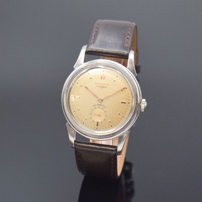 LONGINES Herrenarmbanduhr in Stahl mit dem ersten in 1945 eingeführten Automatikwerk Kaliber 22A, Schweiz lt. Stammbuchauszug verk. 1952, Ref. 6000, ...