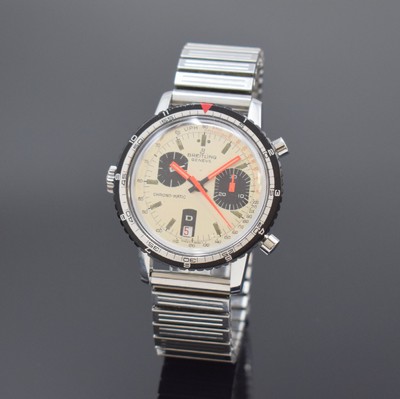 BREITLING Chrono-Matic Referenz 2110 Armbanduhr mit Chronograph Kaliber 15, Schweiz um 1969, Automatik, Stahlgeh. m. geschr. Boden, beids. drehb. ...