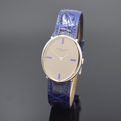 CHOPARD Referenz 2031 Armbanduhr in WG 750/000, Schweiz um 1970, Handaufzug, 2- tlg. Geh., Glasrand aufgedr., silb. Zifferbl. m. Lapislazuli-Ind., ...