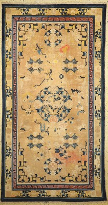 Antiker Ning-Hsia, Westchina, 19.Jhd, Wolleauf Baumwolle, ca. 303 x 160 cm, EHZ: 3, (AlteRestaurierungen).