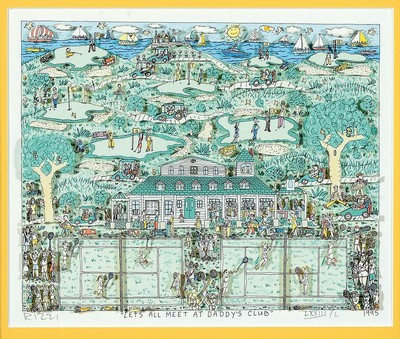 James Rizzi, 1950 - 2011 New York, 3-D-Litho, "Lets All Meet In Daddy's Club", LXXIII/C, 1995, handsigniert, ca. 22.5 x 27 cm, ...