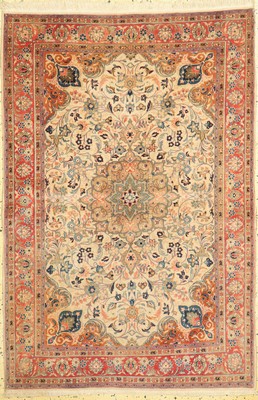 Sarogh Kork fein, Persien, um 1960, Korkwolle auf Baumwolle, ca. 159 x 107 cm, Reinigungsbedürftig, EHZ: 2