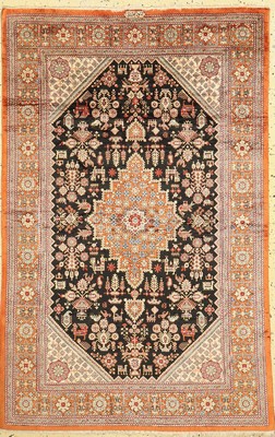 Ghom Seide fein signiert, Persien, ca. 50 Jahre, reine Naturseide, ca. 153 x 98 cm, ca. 1,0 Mio. Kn/qm, EHZ: 1-2(gereinigt)
