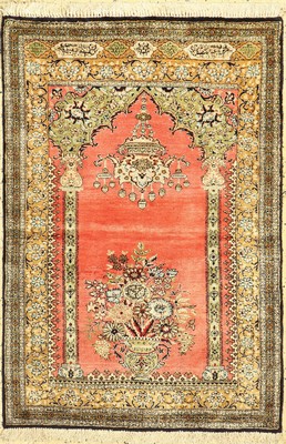 Ghom Seide, Persien, um 1960, reine Naturseide, ca. 122 x 85 cm, EHZ: 1-2(gereinigt)
