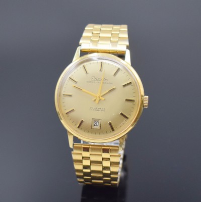 PRIMATO Armbanduhr in GG 585/000, Automatik, Deutschland um 1965, Boden aufgedr., verg. Gliederband, Zentralsek., Datum, 25 St., Zentralrotor, Kal. ...