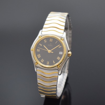 EBEL Damenarmbanduhr Classic Wave in Stahl/Gold Referenz 183908, Schweiz um 1990, quarz, Lünette gegen Geh. 5-fach verschr. (1 Schraube def.), orig. ...