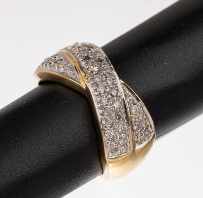 18 kt Gold Diamant-Ring, GG/WG 750/000, Diamanten zus. ca. 0.50 ct (grav.) Weiß/si-p1,RW 54, total ca. 7.4 g