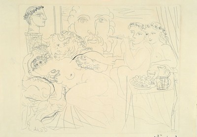 Pablo Picasso, 1881-1973, Minotaure Caressant une femme aus "La suite vollard", 1933, Radierung auf Papier Verge de Montval mit ...