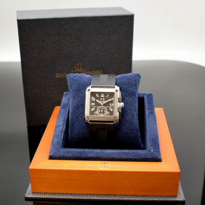 BAUME & MERCIER Herrenarmbanduhr Model Dual Time Referenz 65590, Schweiz um 2005, Automatik, beids. vergl. Edelstahlgeh., orig. Kautschukbd. m. dopp. ...