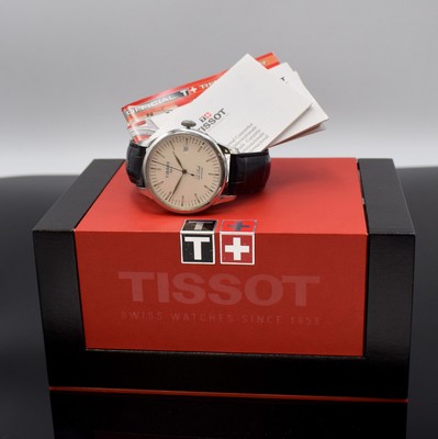 TISSOT Le Locle Herrenarmbanduhr, Schweiz um 2006, Automatik, beids. vergl. Edelstahlgeh.,Boden und Glasrand aufgedr., Lederbd. def. / zu ers., orig. ...
