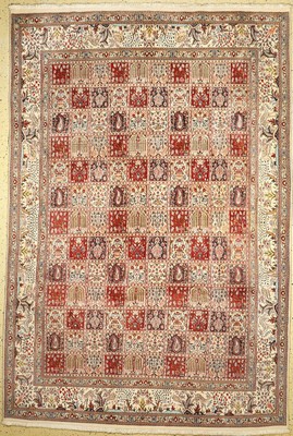 Mud Kork fein, Persien, ca. 50 Jahre, Korkwolle mit Seide, ca. 357 x 240 cm, leicht verfärbt, EHZ: 2